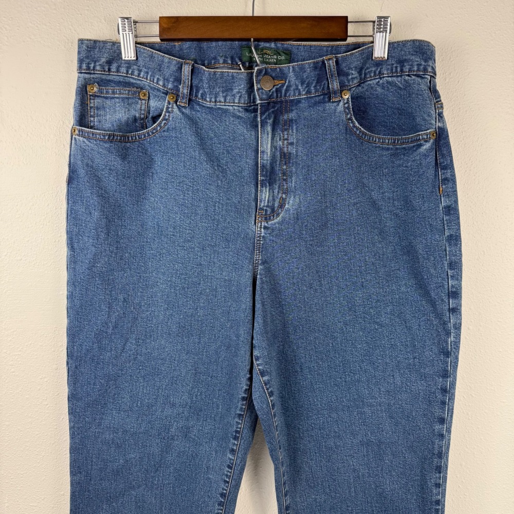 Lauren Ralph Lauren Jeans Co Blue Straight Leg Stretch Denim Pants Womens 14 - Picture 7 of 10